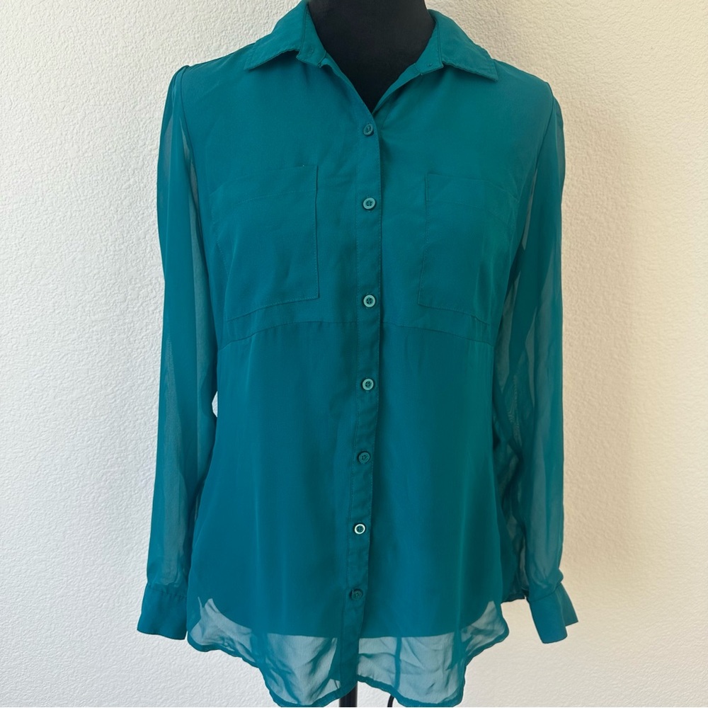 Candie's Teal‎ Button-Down Blouse Small